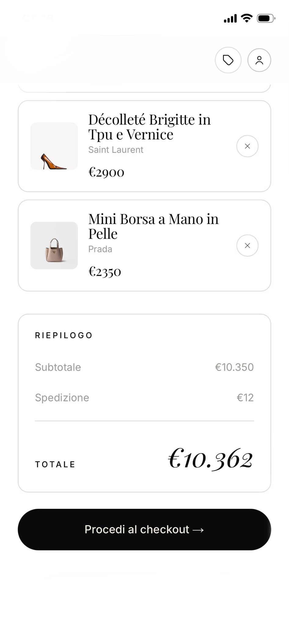 Il tuo carrello